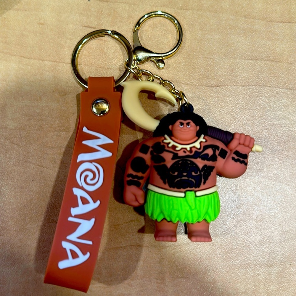 Disney Moana Maui Cartoon Bags Hanger Keychains Key Ring​